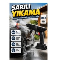 48V Şarjlı Basınçlı Yıkama Tabancası – 15.000mAh Pil, Köpük Haznesi ve 5 Metre Hortum