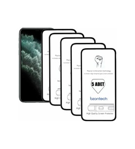 Apple Uyumlu iPhone 11 Pro Max İle Ekran Koruyucu Tam Kaplayan 5li Set
