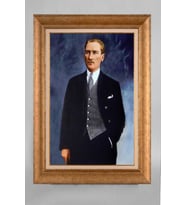 Altın Varaklı Paspartulu Çerçeveli Atatürk Tablo sd359