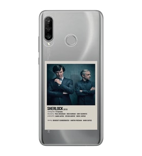 Huawei P30 Lite Uyumlu Sherlock Minimalist Poster Desenli Şeffaf Telefon Kılıfı
