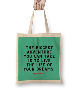 Oprah Winfrey Quotes - Entrepreneurs Motivation İnspiration Success Work Gifts Bez Çanta Uzun Saplı