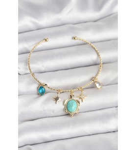 Caretta Caretta Charmlı Gold Renk Kadın Bileklik