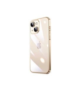 Apple iPhone 14 Uyumlu Kılıf Sert PC Renkli Çerçeveli Zore Riksos Kapak (Gold)