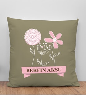 BK Gift Kişiye Özel İsimli Anneler Günü Tasarımlı Haki Kırlent Yastık, Anneye Hediye, Ev Dekorasyonu, Anneler Günü Hediyesi-4