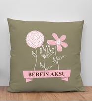 BK Gift Kişiye Özel İsimli Anneler Günü Tasarımlı Haki Kırlent Yastık, Anneye Hediye, Ev Dekorasyonu, Anneler Günü Hediyesi-4
