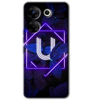 Tecno Camon 20 Pro 4G Kılıf HD Desen Baskılı Kılıf - Dark Neon Yaprak U Harfi