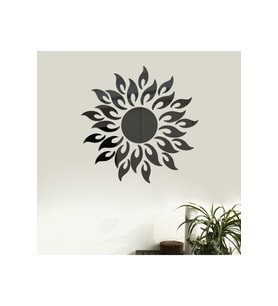 AS TASARIM LAZER GÜNEŞ001 MODEL DUVAR DEKORASYON SÜS SİYAH RENK 50 x 50 CM