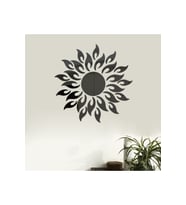 AS TASARIM LAZER GÜNEŞ001 MODEL DUVAR DEKORASYON SÜS SİYAH RENK 50 x 50 CM