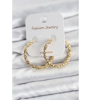 Pirinç Gold Renk Tırtıklı Halka Model Kadın Küpe - TJ-BKP11606