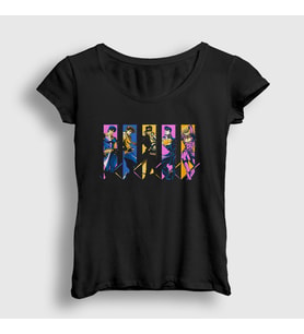 Presmono Kadın Siyah Family Anime Jojo T-Shirt 320588tt