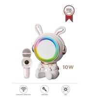 Torima KIDMIC-05 Beyaz RGB Tavşan Figürlü Mikrofonlu Karaoke Bluetooth Hoparlör
