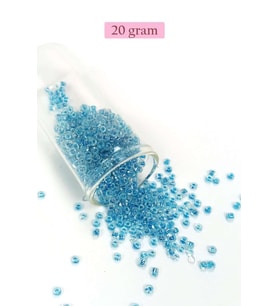 Dökme Cam Kum Boncuk (8/0) 3 mm - 20 Gram - Şeffaf Gök Mavi - BNC173