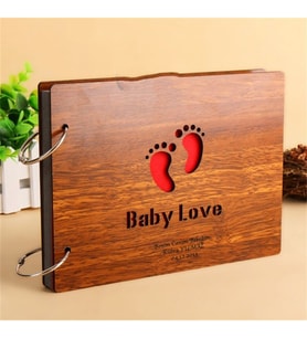 Doğum Hediyesi İsme Özel Ahşap Bebek Ayağı Temalı Kendin Yap Albüm Defter Baby Love