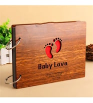 Doğum Hediyesi İsme Özel Ahşap Bebek Ayağı Temalı Kendin Yap Albüm Defter Baby Love