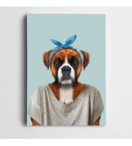 Mavi Bandanalı Köpek Kanvas Tablo