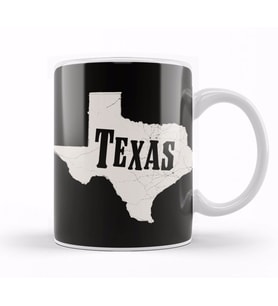 Texas Map Vintage Kupa Bardak Porselen