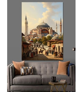 Ayasofya Camii Tarihi Manzara Dekoratif Kanvas - Mdf Ahşap Tablo