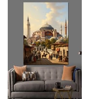 Ayasofya Camii Tarihi Manzara Dekoratif Kanvas - Mdf Ahşap Tablo