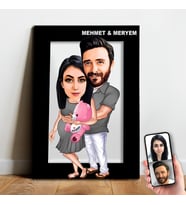 Karikatür Sevgili, Hamile, Evli Tablo Hediye Model-4