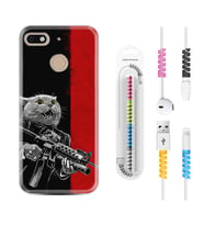 General Mobile GM8 Go GM9 GM20 Pro Plus Kılıf Kablo Koruma Spiral Silikon Çılgın Kedi 1674