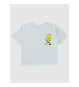 Tweety Kız Çocuk Tişört 10-13 Yaş Beyaz
