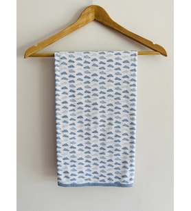 Mothercare Bebek Battaniyesi %100 Pamuk Penye Pike Mavi Bulut 70x100 cm