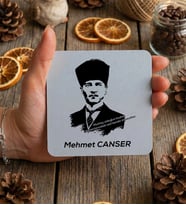 Kişiye Özel Atatürk Asilkan Bardak Altlığı Hediyesi
