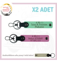 Yeni Araba Hediyesi, İsim Plaka ve A Rh (-) Kan Grubu Yazılı 2'li Anahtarlık Takım, Yeşil-Pembe-SK