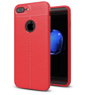 Apple iPhone 7 Plus Kılıf Esnek Pu-Deri Leather-Pu Serisi Protected Case (Kırmızı)