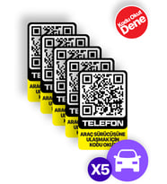 MEO 5'li Paket - Numarasız Numaratör - İçten Yapıştırma - Araç İçi Park Telefon Numarası (Dikey Etiket)