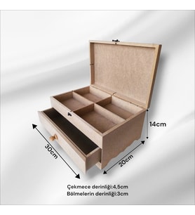 Ham Ahşap çekmeceli-bölmeli Çok Amaçlı Boyanabilir klipsli Organizer Kutu