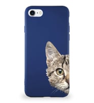 Apple iPhone 8 Soft Premier Kapak Catface Tasarımlı Silikon Kılıf - Lacivert (Şeffaf)