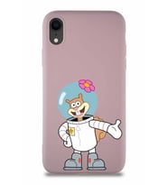 Apple iPhone XR Soft Premier Kapak Sandy Tasarımlı Silikon Kılıf - Pudra (Şeffaf)