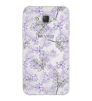 Samsung Galaxy J7 Core Kapak Floral Lila Tasarımlı Şeffaf Silikon Kılıf