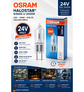 Osram Halostar 64665 U 24V 150W GY6.35 3000K Halojen Ampul