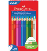 Faber-Castell Boya Kalemi 12 Renk Jumbo Üçgen (Beyaz renk içerir)