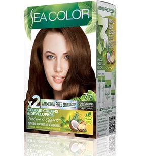 Sea Color Amonyaksız, Vegan, Doğal, Besleyici Kalıcı Saç Boyası%100 Beyaz Kapama (1 Paket 2 X 50 Ml