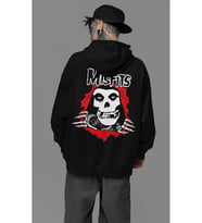 Tasarım Misfits Yazılı Unisex Oversize Rock Metal Hoodie
