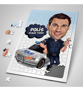 Kişiye Özel Hediye 240 Parça Polislere Özel Karikatürlü Puzzle
