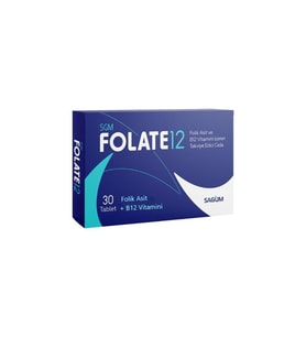 SGM FOLATE12 Folik Asit ve B12 Vitamini İçeren Takviye Edici Gıda 30 Tablet