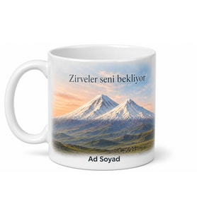 Ağrı Zirve Manzaralı Kişiye Özel Kupa Bardak İsimli Hediye