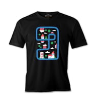 City Roads and Houses in Kids Style Siyah Erkek Tshirt