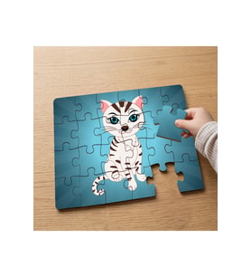 Sevimli Kedicik Tasarımlı 24 Parça Ahşap Çocuk Puzzle MPK0562
