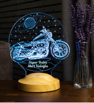 Süper Baba, Chopper Motosiklet, Motor Hayranı Babaya Hediye 3 Boyutlu, 3D Led Lamba