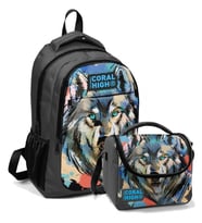 Coral High Erkek Çocuk Okul Sırt ve Beslenme Çantası Seti Siyah Kurt 