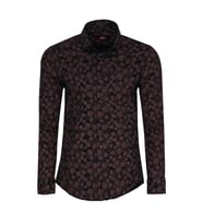 Çiçek Desenli Kahverengi Slim Fit Gömlek - Wessi