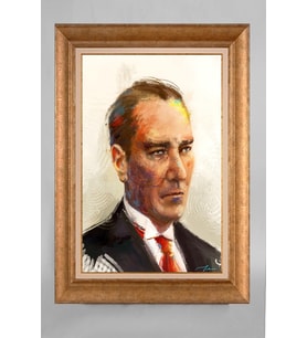 Altın Varaklı Paspartulu Çerçeveli Atatürk Tablo sd822