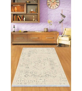 Kemik Modern Dokuma Pamuk Tabanlı Kaymaz Kilim KLM100