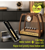 Kişiye ve İsme Özel Masaüstü Newton Denge Topu & Roller Kalem Hediye Seti - Öğretmen Doktor Avukat Müdür Ofis Hediye Seti