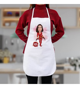 Kişiye Özel Aksiyon Seven Kadın Karikatürlü Mutfak Önlüğü